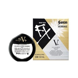 Santen FX V Plus Капли от усталости глаз c витамином B6 и таурином (золото) индекс свежести 5+, 12мл