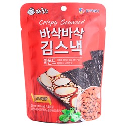 Хрустящие чипсы из водорослей с миндалем Marochip, Корея, 20 г