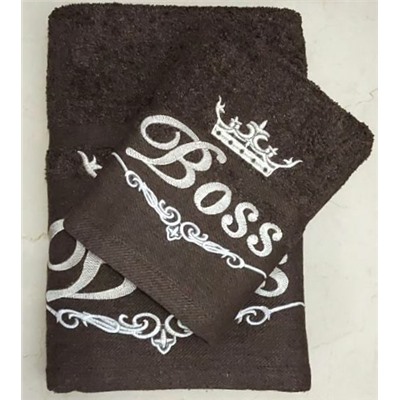 Махровое полотенце "BOSS"- ШОКОЛАД 50*90 см. хлопок 100%
