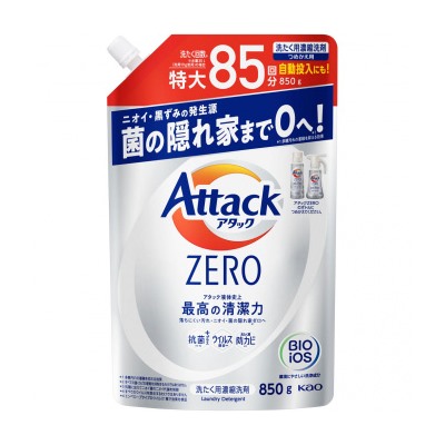 Жидкое средство для стирки суперконцентрированное KAO Attack ZERO Антибактериальный сменная упаковка 850 гр