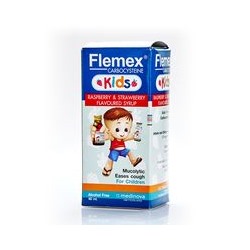 Детская микстура от кашля Flemex со вкусом малины и клубники 60 мл/ Flemex Kids Carbocysteine Raspberry & Strawberry Flavoured Syrup 60ml