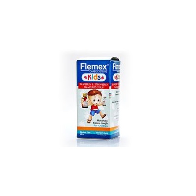 Детская микстура от кашля Flemex со вкусом малины и клубники 60 мл/ Flemex Kids Carbocysteine Raspberry & Strawberry Flavoured Syrup 60ml