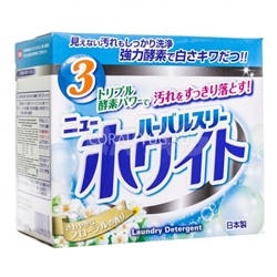 Mitsuei "New White" Стиральный порошок с отбеливателем и ферментами для удаления стойких загрязнений коробка 0,85 кг