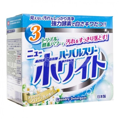 Mitsuei "New White" Стиральный порошок с отбеливателем и ферментами для удаления стойких загрязнений коробка 0,85 кг