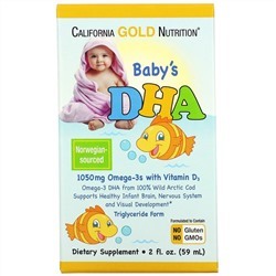 В НАЛИЧИИ!!! California Gold Nutrition, ДГК для детей, омега-3 с витамином D3, 1050 мг, 59 мл (2 жидк. унции)