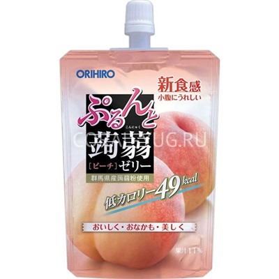 ORIHIRO Фруктовое желе «Персик» на основе конняку с содержанием натурального сока, 130 гр