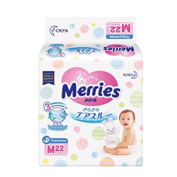 Подгузники для детей MERRIES размер М 6-11кг, 22 шт