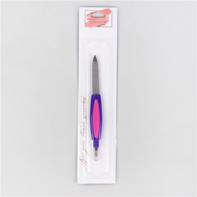 Пилка-триммер металлическая для ногтей, прорезиненная ручка, 14 см, цвет МИКС