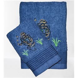 Махровое полотенце "Шерхан"-синий 70*140 см. хлопок 100%