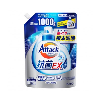 КАО Attack 3X Тройная сила Антибактериальное жидкое средство для стирки чистый аромат сменная упаковка 1000 гр.