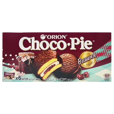Прослоенное глазированное пирожное с вишней Choco Pie Orion, 180 г