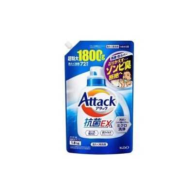 Жидкое средство для стирки "Attack EX" (концентрат тройного действия) 1,8 кг, мягкая упаковка с крышкой / 6