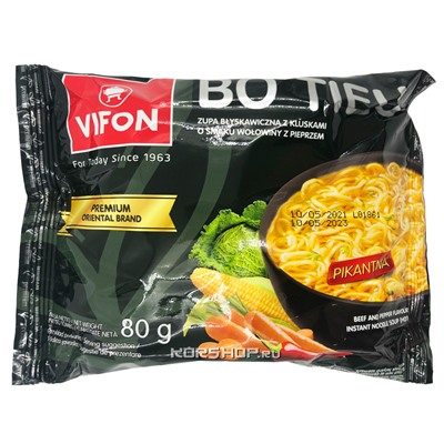 Лапша б/п со вкусом говядины с черным перцем Премиум Bo Tieu Vifon, Вьетнам, 80 г