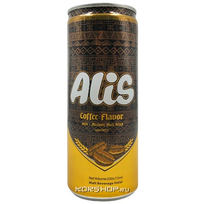 Безалкогольный солодовый напиток со вкусом кофе Alis, Иран, 250 мл