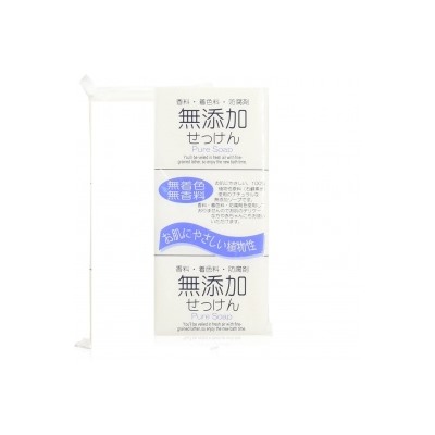 Натуральное кусковое мыло "No added pure soap" без добавок для всей семьи, кусок 100 г х 3 шт. / 30