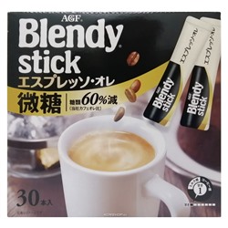 Растворимый кофе Эспрессо 3 в 1 с пониженным содержанием сахара Blendy Stick AGF, Япония, 231 г