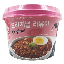 Рисовые клецки с лапшой (рапокки) с соусом с оригинальным вкусом Pink Rocket, Корея, 175 г Акция
