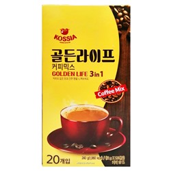 Растворимый кофейный напиток 3 в 1 Golden Life Kossia, Корея, 240 г Акция