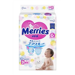 Подгузники для детей MERRIES размер М 6-11кг, 64 шт