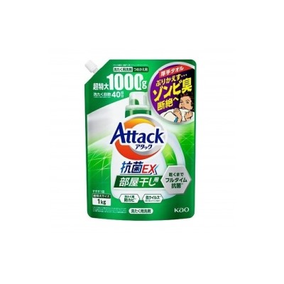 Жидкое средство для стирки "Attack EX" (концентрат, для сушки белья в помещении) 1 кг, мягкая упаковка с крышкой / 6