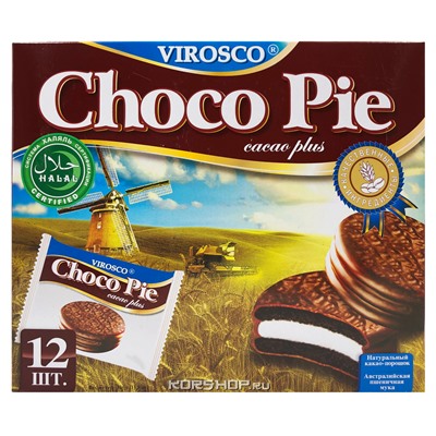 Шоколадные пирожные Чоко Пай Choco Pie Cacao Plus Virosco (12 шт.), Вьетнам, 336 г
