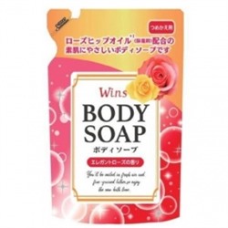 Крем-мыло для тела "Wins Body Soap Rose" с розовым маслом и богатым ароматом 340 г, мягкая упаковка / 20