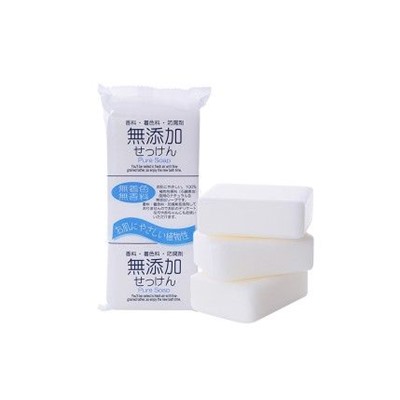 Натуральное кусковое мыло без добавок для всей семьи "No added pure soap" (кусок 125 г х 3 шт) / 30