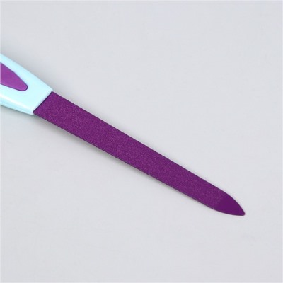 Пилка металлическая для ногтей, прорезиненная ручка, 14 см, цвет МИКС
