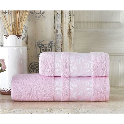 Махровое полотенце "Камея"-розовый 70*130 см. хлопок 100%