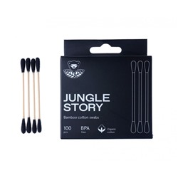 Ватные палочки с чёрным ультрамягким хлопком Jungle Story, 100 шт.