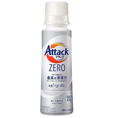 Жидкое средство для стирки "Attack ZERO" (суперконцентрат, для любых типов стиральных машин) 380 г, флакон / 16
