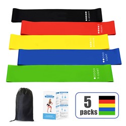 Резинки для фитнеса, набор 5 штуки в мешочке, Цветные