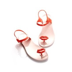 Сандалии Zhoelala KISS (нюдовый телесный+красно-оранжевый)/ Zhoelala KISS (nude+red orange)