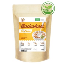 Хлопья Гречневые (organic buckweat flakes) Зеленая гречка Ufeelgood, 100 г