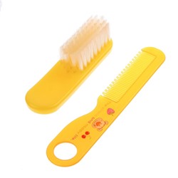 Набор расчёсок, 2 предмета: расчёска с зубчиками + щётка, цвет жёлтый