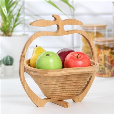 Корзинка для хлеба и фруктов «Сочное яблоко», 30×26,5×22,5 см, раскладная