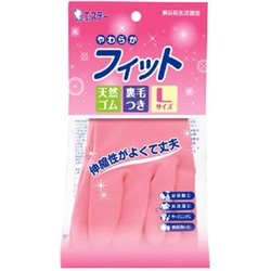 Перчатки ST Family для хозработ из натурального каучука с внутренним ворсом розовые размер L/120
