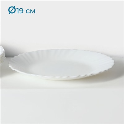Набор десертных тарелок «Дива», d=19 см, 6 шт, стеклокерамика, цвет белый