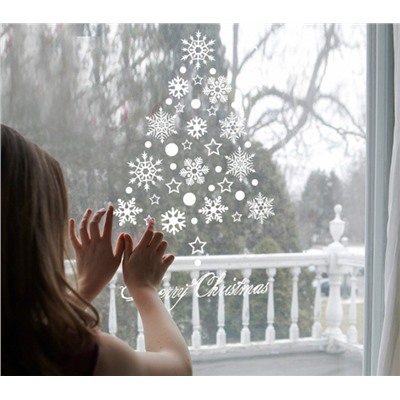 Наклейки на стекло «Снежинки и Звездочки» 80*67 см (1607)