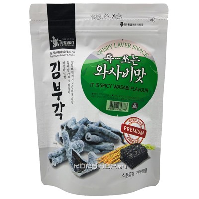 Чипсы из морской капусты со вкусом васаби Taesan, Корея, 30 г
