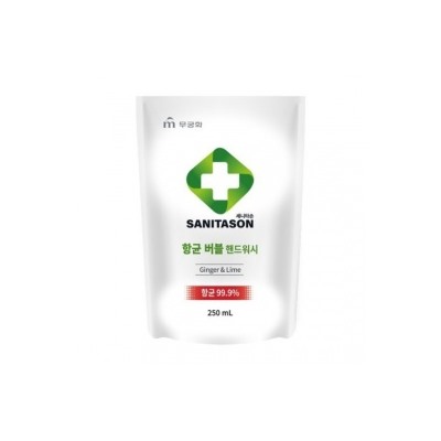 Мыло-пенка для рук "Sanitason" с антибактериальным эффектом и растительными экстрактами (аромат имбиря и лайма) 250 мл, мягкая упаковка / 24