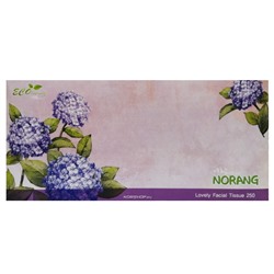 Двухслойные салфетки для лица (фиолетовые цветы) Norang (250 шт.), Корея