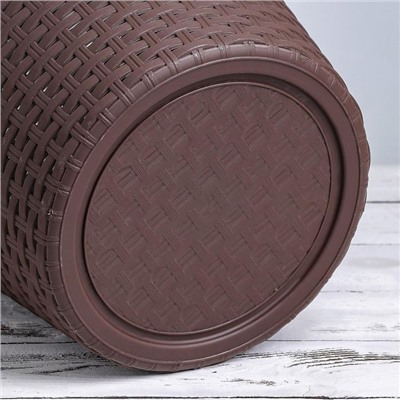 Корзина для белья круглая с крышкой «Ротанг», 15 л, 32×32×27 см, цвет коричневый