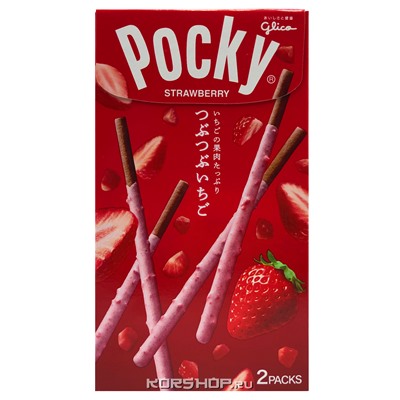 Палочки с клубникой Pebbly Strawberry Pocky Glico, Япония, 57,6 г