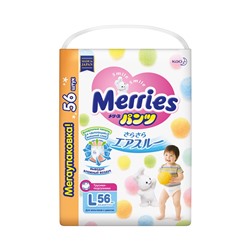 Подгузники-трусики для детей MERRIES размер L 9-14кг, 56 шт
