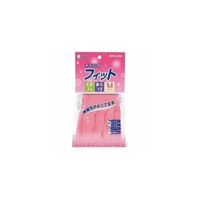Резиновые перчатки (средней толщины, с внутренним покрытием) розовые РАЗМЕР М, 1 пара