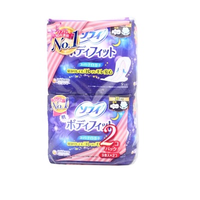 UNICHARM Гигиенические прокладки для женщин  Sofy body ночные с крылышками 29 см 9шт*2 18