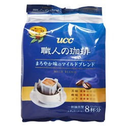 Натуральный молотый кофе средней обжарки Майлд Бленд  UCC (дрип-пакеты), Япония, 56 г (7 г х 8 шт.) Акция