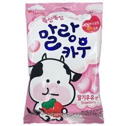 Мягкая карамель со вкусом клубники Malang Cow Lotte, Корея, 79 г