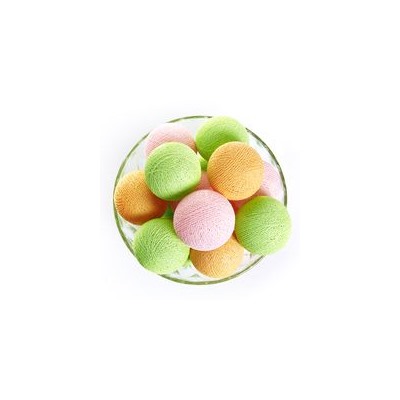 Тайская гирлянда с зелеными, розовыми и персиковыми шариками(Большие-специальная серия для нашего сайта ) 20 шариков/ Lightening balls peach-pink-green